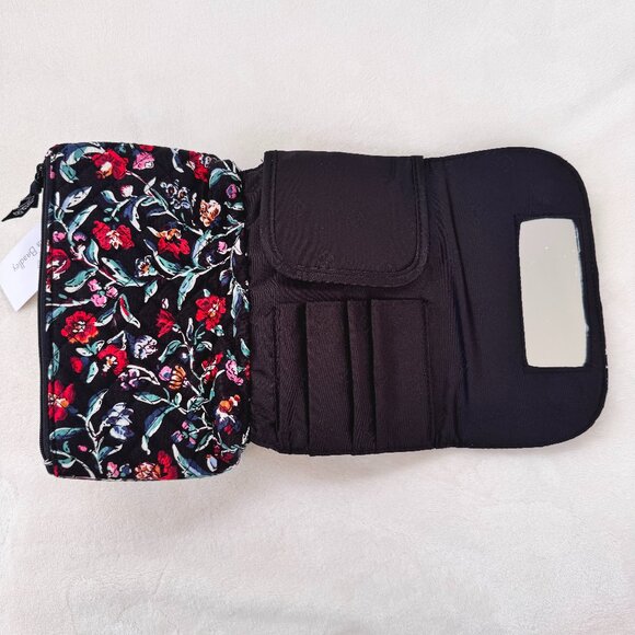 Vera Bradley Brush & Cosmetic Case in Perennials Noir - Picture 5 of 8